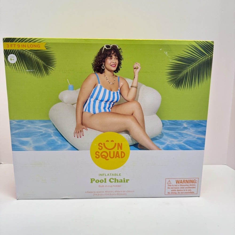 SUN SQUAD INFLATABLE CHAIR - INFLATABLE POOL FURNITURE 3ft‎ 9in 180 LB CAPACITY